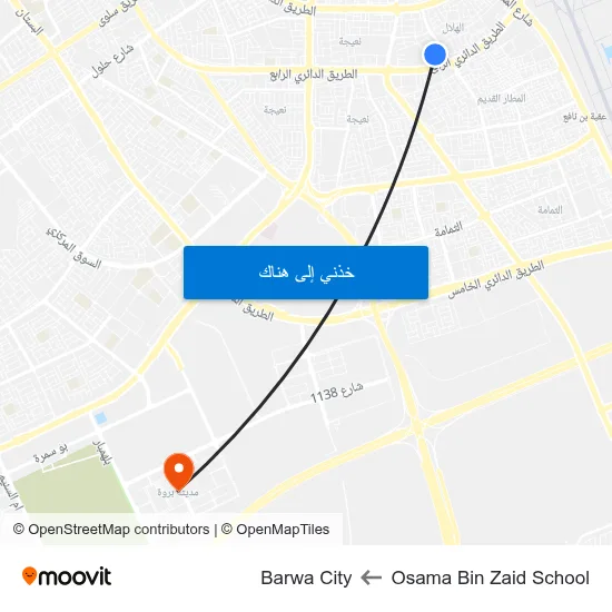 Osama Bin Zaid School to Barwa City map