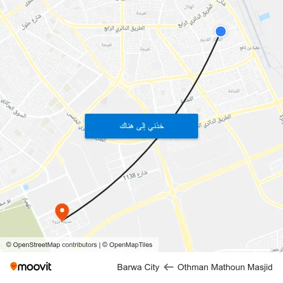 Othman Mathoun Masjid to Barwa City map