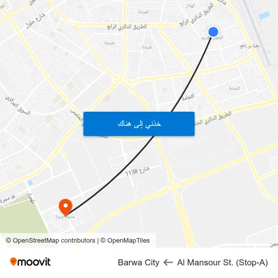 Al Mansour St. (Stop-A) to Barwa City map
