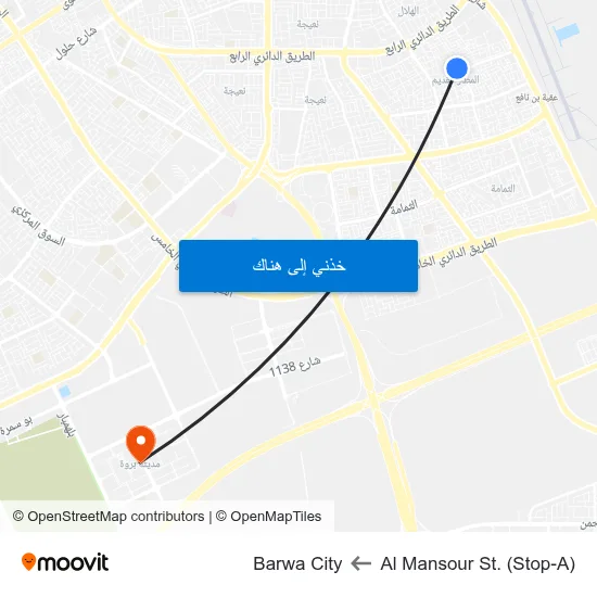 Al Mansour St. (Stop-A) to Barwa City map