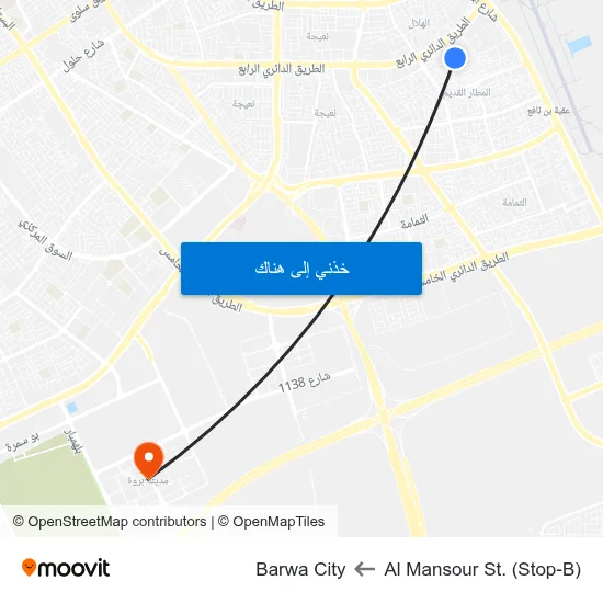 Al Mansour St. (Stop-B) to Barwa City map