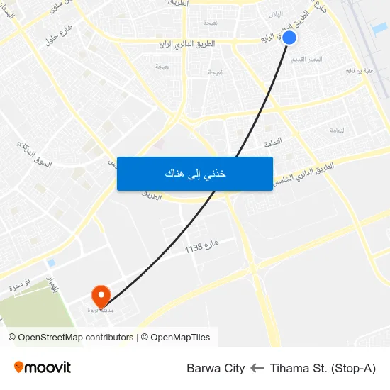 Tihama St. (Stop-A) to Barwa City map