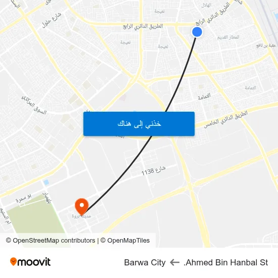Ahmed Bin Hanbal St. to Barwa City map