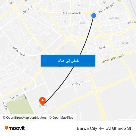 Al Ghareb St. to Barwa City map