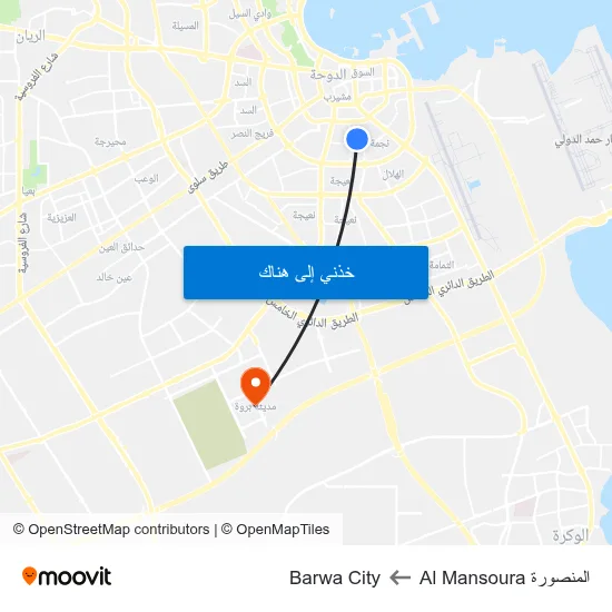 المنصورة Al Mansoura to Barwa City map