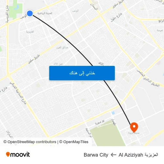 العزيزية Al Aziziyah to Barwa City map
