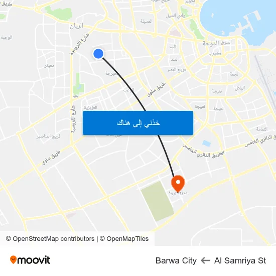 Al Samriya St to Barwa City map