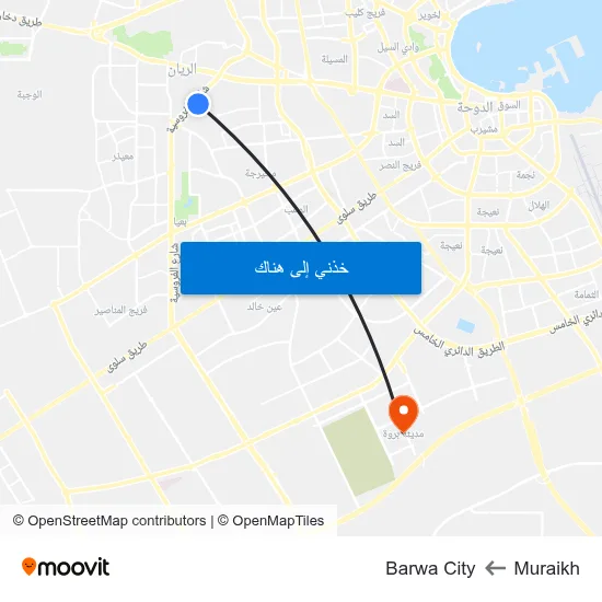 Muraikh to Barwa City map