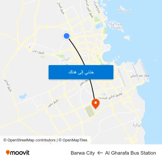 Al Gharafa Bus Station to Barwa City map
