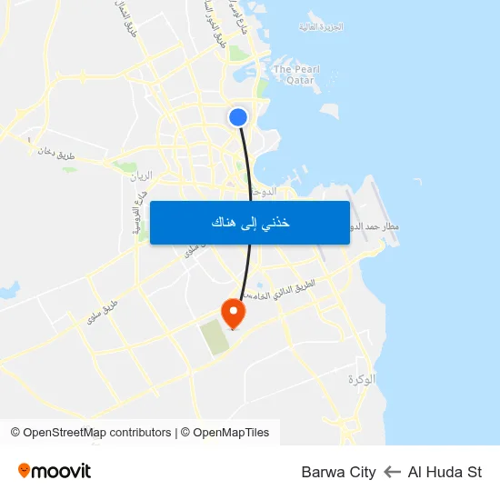 Al Huda St to Barwa City map