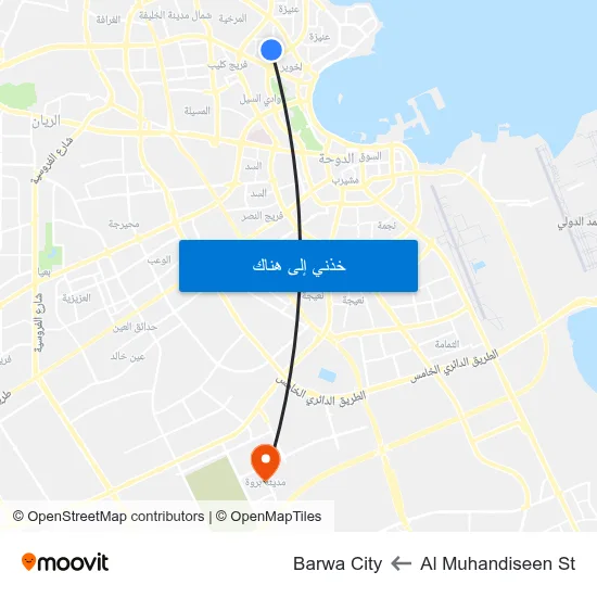 Al Muhandiseen St to Barwa City map