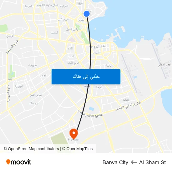 Al Sham St to Barwa City map