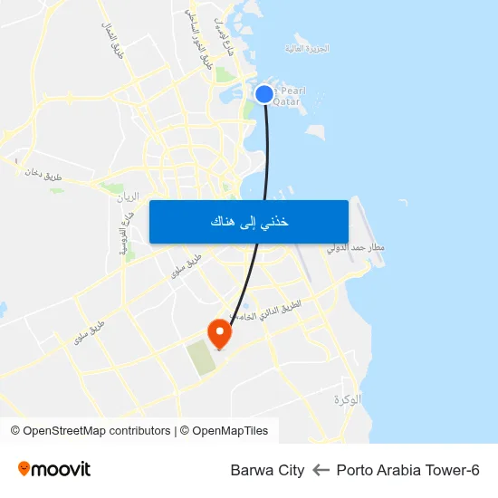 Porto Arabia Tower-6 to Barwa City map