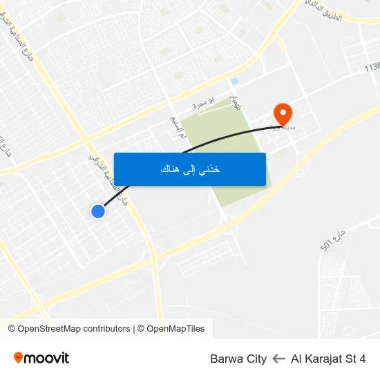 Al Karajat St 4 to Barwa City map