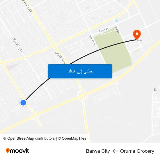 Oruma Grocery to Barwa City map