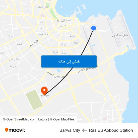 Ras Bu Abboud Station to Barwa City map