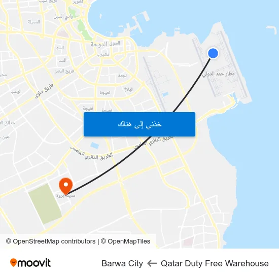 Qatar Duty Free Warehouse to Barwa City map