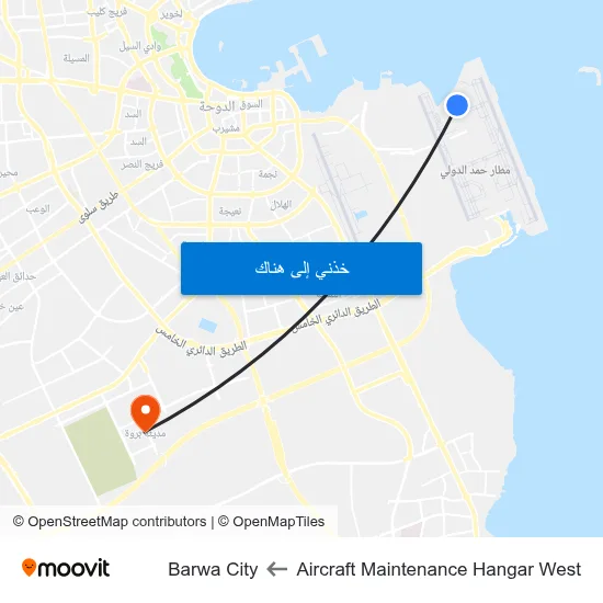 Aircraft Maintenance Hangar West to Barwa City map