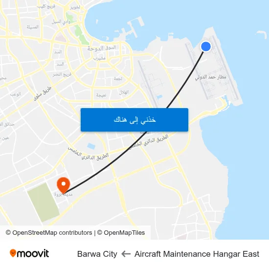 Aircraft Maintenance Hangar East to Barwa City map