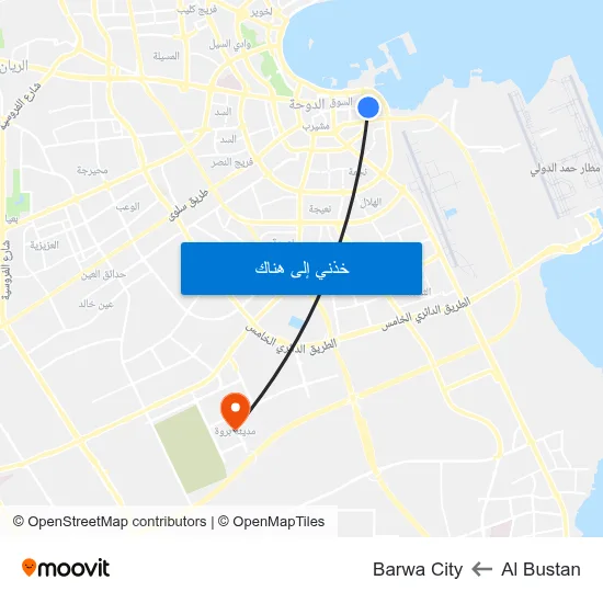 Al Bustan to Barwa City map