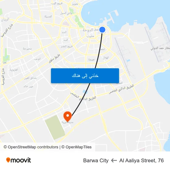 Al Aaliya Street, 76 to Barwa City map