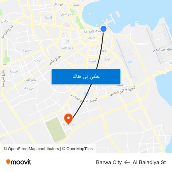 Al Baladiya St to Barwa City map