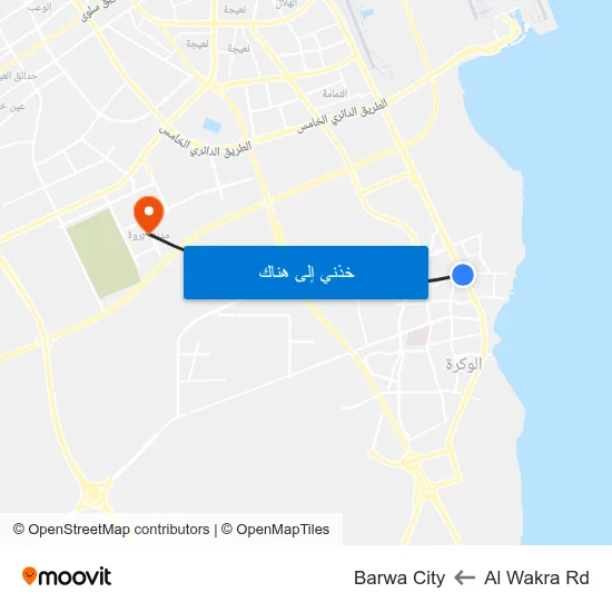 Al Wakra Rd to Barwa City map