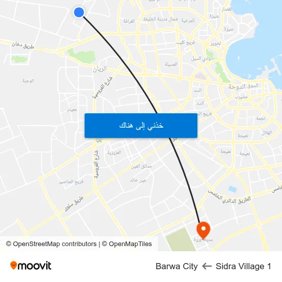 Sidra Village 1 to Barwa City map
