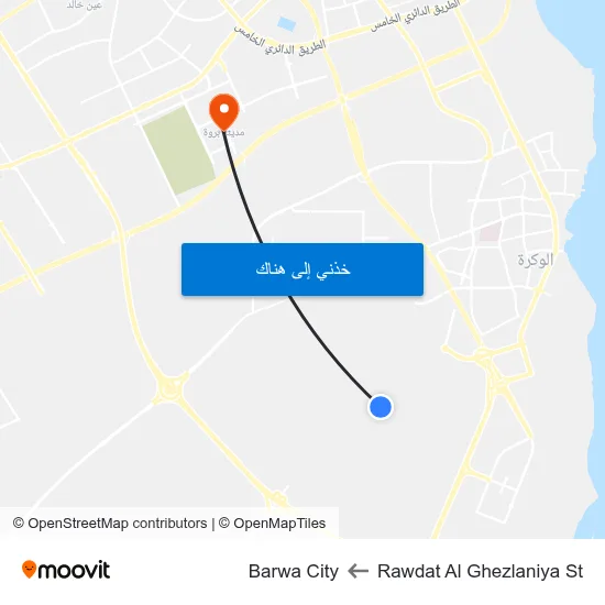 Rawdat Al Ghezlaniya St to Barwa City map
