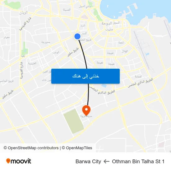 Othman Bin Talha St 1 to Barwa City map
