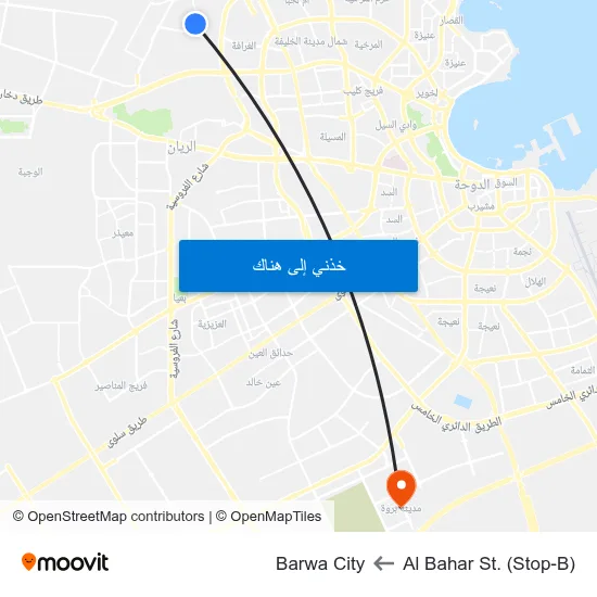 Al Bahar St. (Stop-B) to Barwa City map