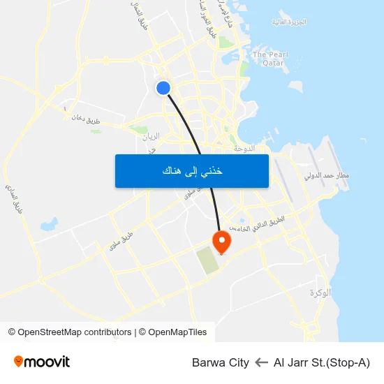 Al Jarr St.(Stop-A) to Barwa City map