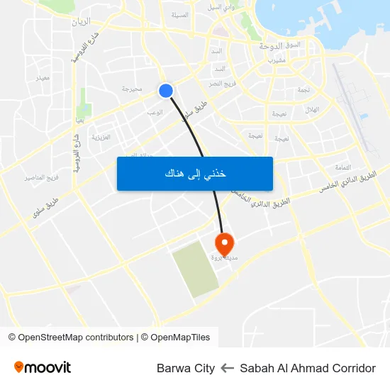 Sabah Al Ahmad Corridor to Barwa City map