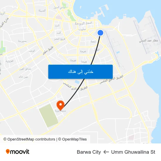 Umm Ghuwailina St to Barwa City map