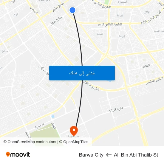 Ali Bin Abi Thalib St to Barwa City map