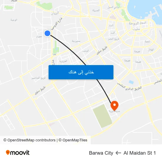 Al Maidan St 1 to Barwa City map