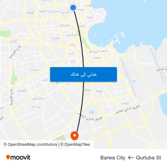 Qurtuba St to Barwa City map