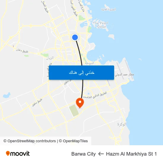 Hazm Al Markhiya St 1 to Barwa City map