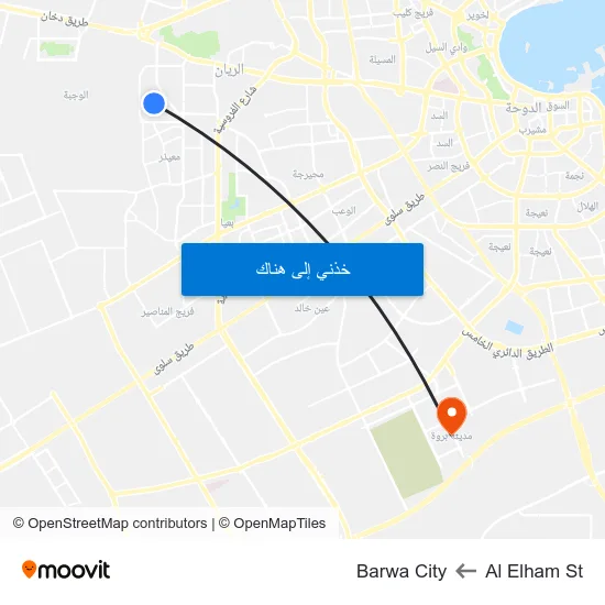 Al Elham St to Barwa City map