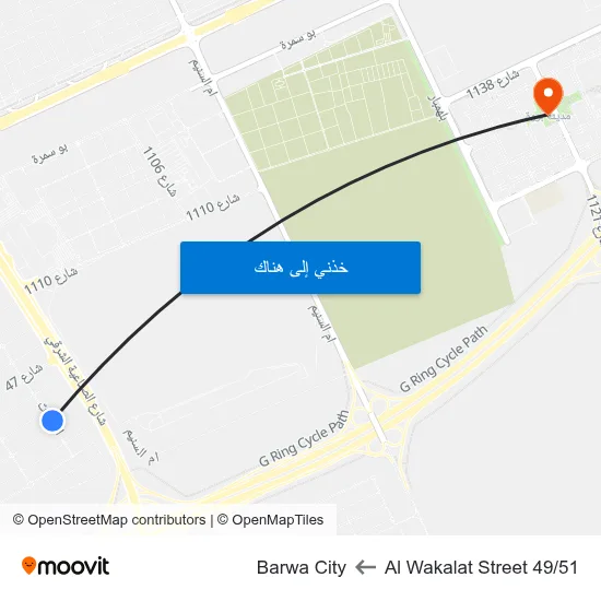 Al Wakalat Street 49/51 to Barwa City map