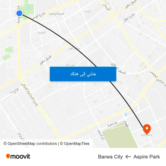 Aspire Park to Barwa City map