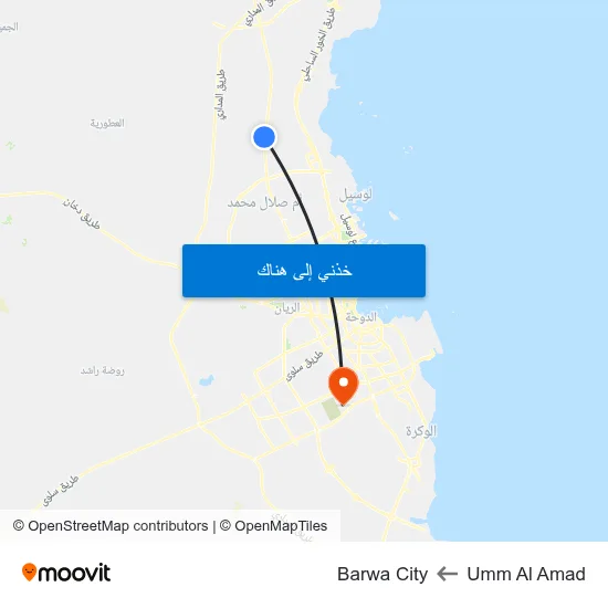 Umm Al Amad to Barwa City map