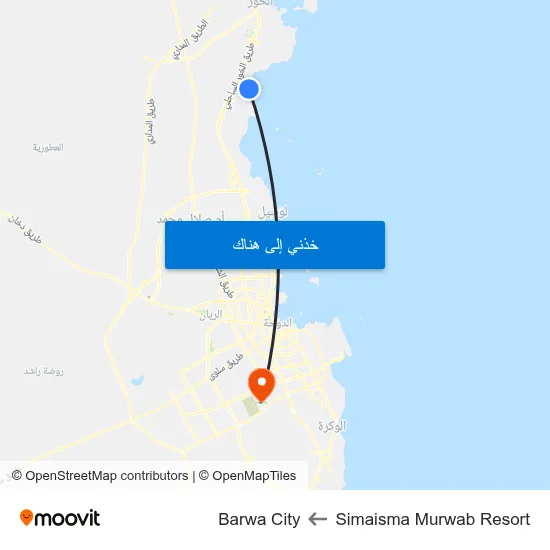 Simaisma Murwab Resort to Barwa City map