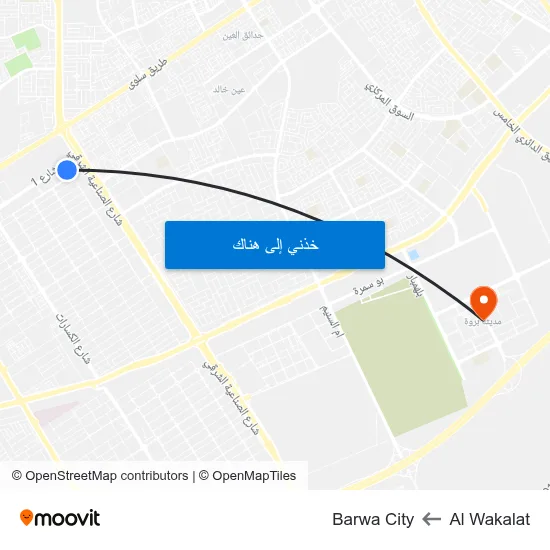 Al Wakalat to Barwa City map
