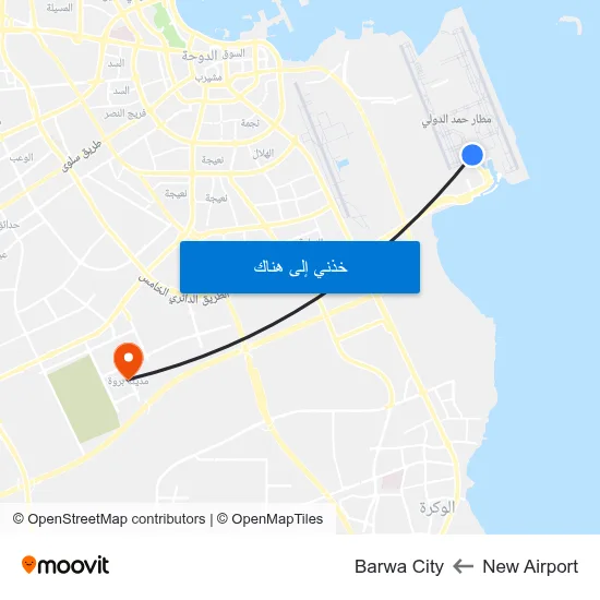 New Airport to Barwa City map
