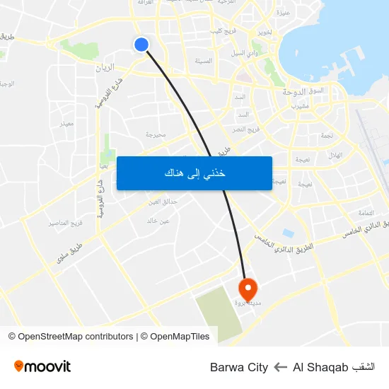الشقب Al Shaqab to Barwa City map