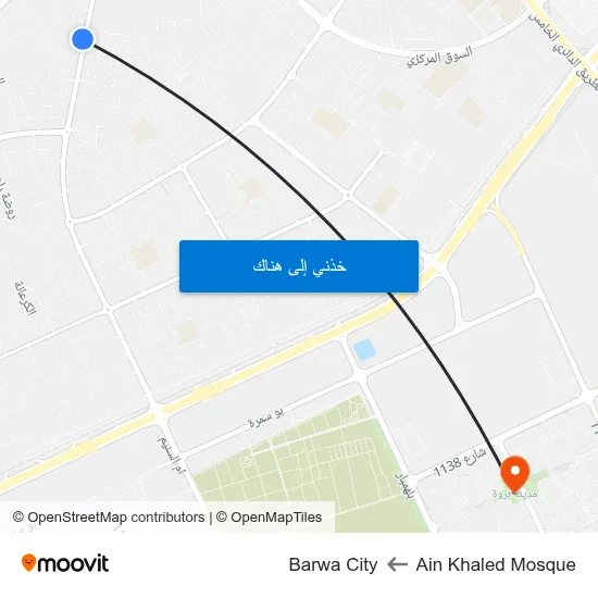 Ain Khaled Mosque to Barwa City map