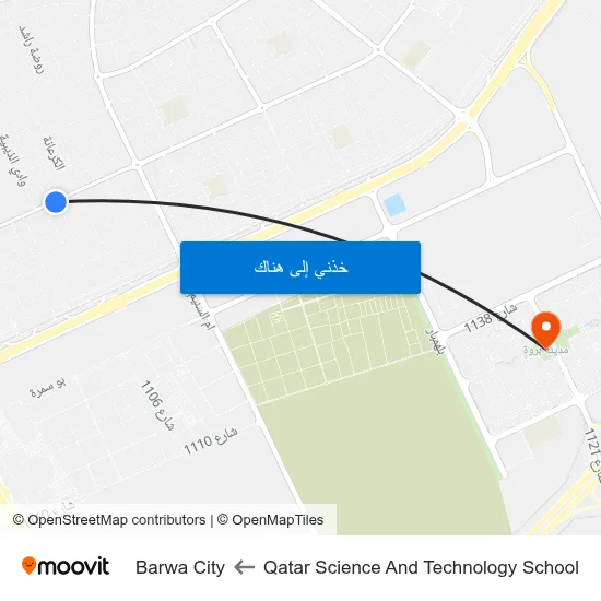 Qatar Science And Technology School to Barwa City map
