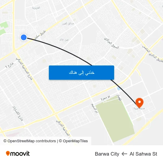 Al Sahwa St to Barwa City map