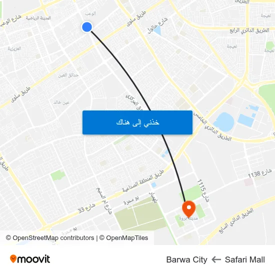 Safari Mall to Barwa City map